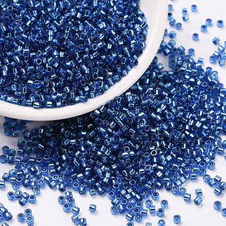 Honeyhandy Cylinder Seed Beads, Silver Lined, Round Hole, Uniform Size, Blue, 2x1.5mm, Hole: 0.8mm, about 888pcs/10g