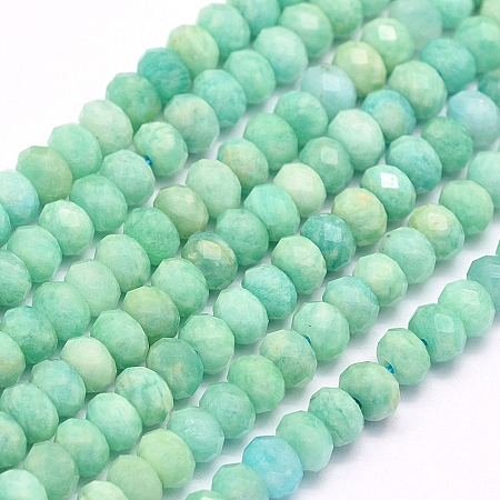 Arricraft Natural Amazonite Beads Strands, Faceted, Rondelle, 5x3~4mm, Hole: 1mm, about 90~109pcs/strand, 15.1 inches(38.5cm)