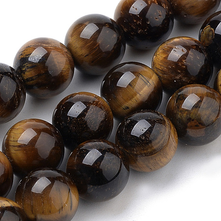ARRICRAFT Natural Tiger Eye Beads Strands, Round, 10mm, Hole: 1mm, about 40pcs/strand, 15.7 inches