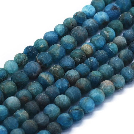 ARRICRAFT Natural Apatite Beads Strands, Frosted, Round, 6mm, Hole: 1mm, about 63~70pcs/Strand, 15.35 inches(39cm)