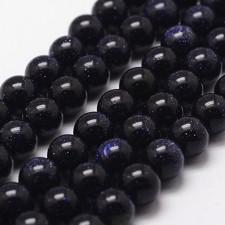 Arricraft Synthetic Blue Goldstone Beads Strands, Round, 8mm, Hole: 1mm, about 49pcs/strand, 15 inches
