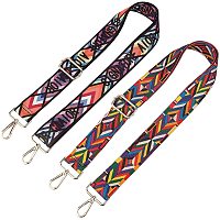 Adjustable Nylon Bag Handles, with Zinc Alloy Swivel Clasps, for Bag Straps Replacement Accessories, Stripe Pattern, Colorful, 910x39~51.5mm, Swivel Clasps: 49.5x26x6.5mm; 2patterns, 1strand/pattern, 2strands/set
