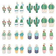 PANDAHALL ELITE Alloy Enamel Pendants, Cactus, Mixed Color, 48pcs/box