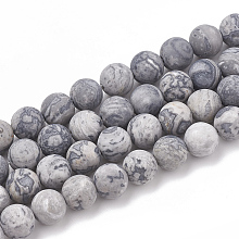 Arricraft Natural Map Stone/Picasso Stone/Picasso Jasper Beads Strands, Frosted, Round, 8mm, Hole: 1mm, about 47pcs/strand, 15.5 inches