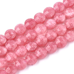 ARRICRAFT Natural Rhodochrosite Beads Strands, Faceted, Flat Round, 6~6.5x4~4.5mm, Hole: 0.7mm, about 68pcs/strand, 14.9 inches