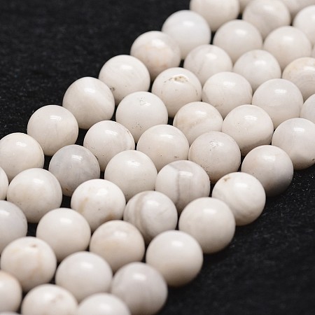 Arricraft Natural Crazy Agate Bead Strands, Round, White, 8mm, Hole: 1mm, about 44pcs/strand, 14.9 inches~15.1 inches