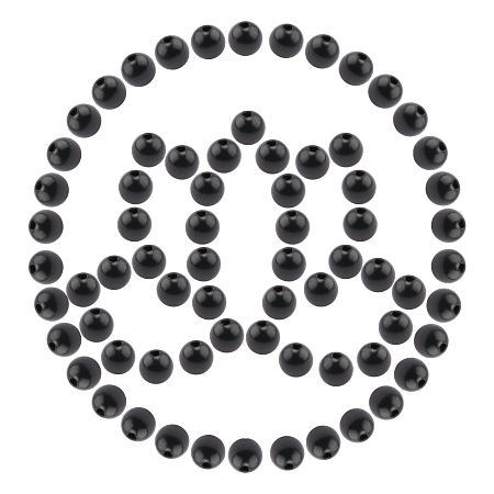 SUNNYCLUE Natural Wood Beads, Round, Black, 8~8.5mm, Hole: 2mm; 200pcs/box