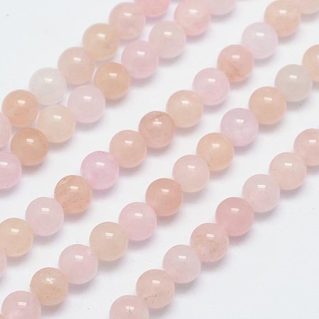 ARRICRAFT Natural Morganite Bead Strands, Round, 6mm, Hole: 1mm, about 66pcs/strand, 15.5 inches