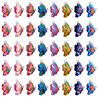 SUNNYCLUE Printed Alloy Enamel Pendants, Butterfly, Platinum, Mixed Color, 24.5x16x2mm, Hole: 2mm, 8color, 5pcs/color, 40pcs