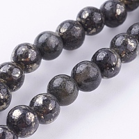 Arricraft Natural Pyrite Beads Strands, Round, 6mm, Hole: 1mm, about 33pcs/strand, 8 inches