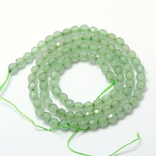 ARRICRAFT Natural Green Aventurine Beads Strands, Faceted, Round, 4mm, Hole: 1mm, about 98pcs/strand, 15.3 inches