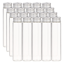 Glass Bottles, with Screw Aluminum Cap and Silicone Stopper, Empty Jar, Platinum, Clear, 10x2.2cm; Capacity: 25ml(0.84 fl. oz), 20pcs/box