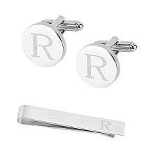 GORGECRAFT Brass Cuff Button, Cufflink Findings for Apparel Accessories, with Clip & Letter, Silver, Letter.R, 20x18x17mm, 1set/box