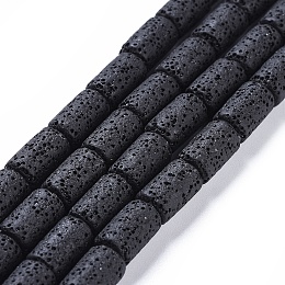 ARRICRAFT Natural Lava Rock Beads Strands, Dyed, Column, Black, about 8mm in diameter, 14~15mm long, hole: 2mm, about 27pcs/strand, 15.7 inches