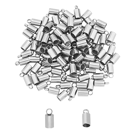 Unicraftale 304 Stainless Steel Cord Ends, End Caps Glue in Barrel End Caps, Cord Finding for Kumihimo Jewelry Making, Stainless Steel Color, 8.5x4mm, Hole: 1.8mm; Inner Diameter: 3mm, 100pcs/box