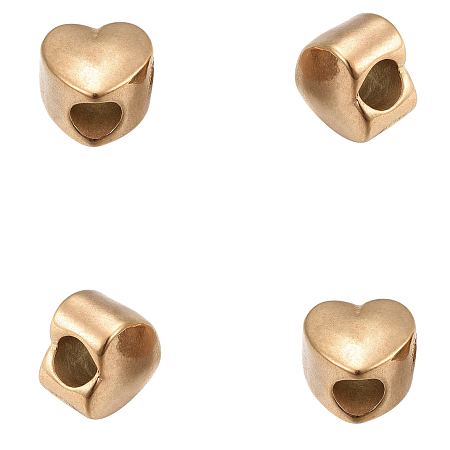Unicraftale 304 Stainless Steel European Beads, Large Hole Beads, Heart, Golden, 10x11x8.5mm, Hole: 5mm, 6pcs/box