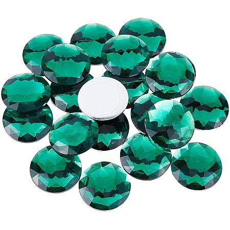 Self-Adhesive Acrylic Rhinestone Stickers, for DIY Decoration and Crafts, Faceted, Half Round, Green, 30x6mm; 50pcs/box