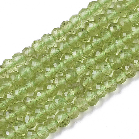 Arricraft Natural Peridot Beads Strands, Faceted, Rondelle, 4x3mm, Hole: 0.7mm, about 193pcs/Strand, 15.75 inches(40cm)