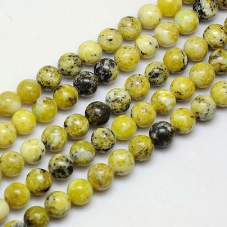 Arricraft Natural Yellow Turquoise(Jasper) Beads Strands, Round, 6mm