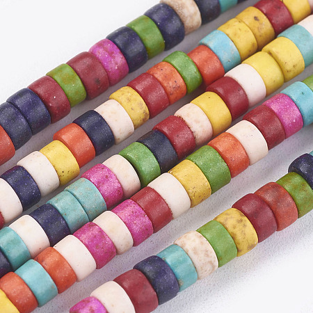 Arricraft Synthetic Turquoise Beads Strands, Heishi Beads, Dyed, Flat Round/Disc, Mixed Color, 4x2mm, Hole: 1mm