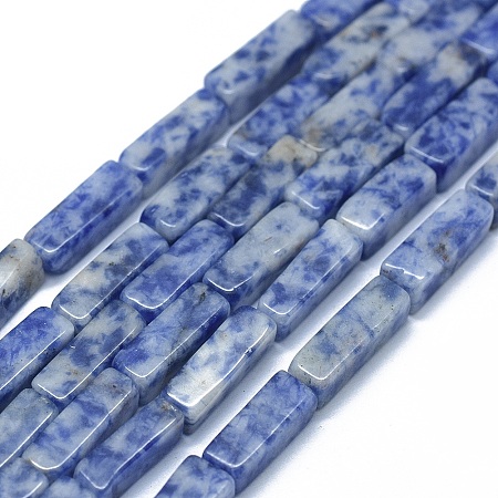 Arricraft Natural Blue Spot Jasper Beads Strands, Cuboid, 12.5~13.5x3~5x3~4.5mm, Hole: 1mm, about 30~32pcs/strand, 15.1~15.9 inches(38.5~40.5cm)