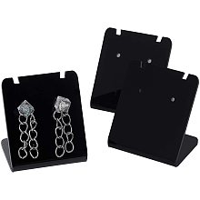 L-Shaped Organic Glass Earring Displays, Leaning Earring Stands, Rectangle, Black, 3.5x3.4x2.7cm