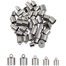 Unicraftale Smooth Surface 304 Stainless Steel Cord Ends, End Caps, Stainless Steel Color, 74x73x25mm; 50pcs/box