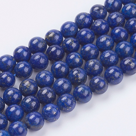 Arricraft Natural Lapis Lazuli(Filled Color Glue) Beads Strands, Grade AA, Round, 8mm, Hole: 0.8mm, about 49pcs/strand, 15.3 inches