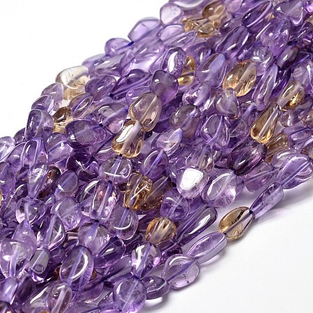 ARRICRAFT Natural Ametrine Nuggets Beads Strands, 9~12x8~13x5~7mm, Hole: 1mm, about 15.3 inches~15.7 inches