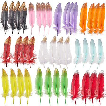 SUNNYCLUE Goose Feather Costume Accessories, Dyed, with Glitter Powder, Mixed Color, 170~220x41~51mm, 40pcs/set
