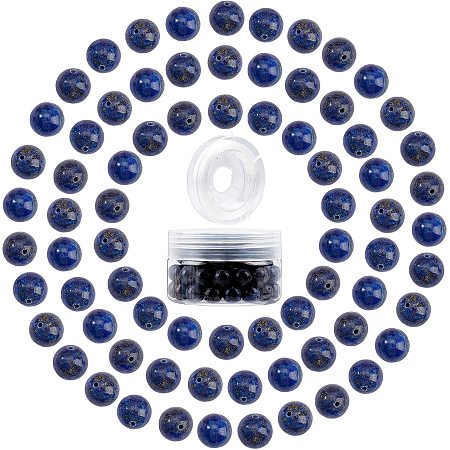 SUNNYCLUE DIY Stretch Bracelets Making Kits, include Natural Lapis Lazuli Round Beads, Elastic Crystal Thread, Beads: 10~10.5mm, Hole: 1~1.2mm; 100pcs