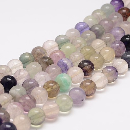 Arricraft Natural Fluorite Bead Strands, Round, 10mm, Hole: 1mm, about 38pcs/strand, 15.5 inches