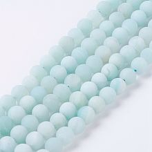 Arricraft Natural Amazonite Beads Strands, Grade A, Frosted, Round, 6mm, Hole: 1mm, about 60pcs/strand, 15.1 inches