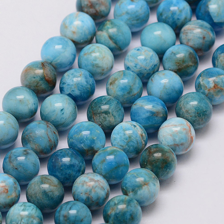 ARRICRAFT Natural Apatite Beads Strands, Grade AB, Round, 8mm, Hole: 1mm, about 49pcs/strand, 14.9 inches(38cm)