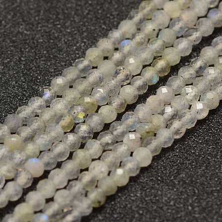 ARRICRAFT Natural Labradorite Beads Strands, Faceted, Round, Grade A, 2mm, Hole: 0.5mm, about 155~160pcs/strand, 15.3 inches(38~39cm)