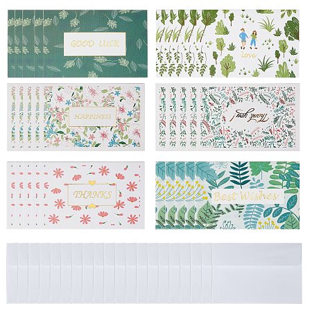 CRASPIRE Envelope and Floral Pattern Thank You Cards Sets, for Mother's Day Valentine's Day Birthday Thanksgiving Day, Mixed Color, 9.1x13.6x0.03cm; 16.9x12.8x0.06cm; 2pcs/set, 6 colors, 5sets/color, 30sets/bag