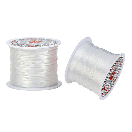 Flat Elastic Crystal String, Elastic Beading Thread, for Stretch Bracelet Making, White, 0.5mm; about 45m/roll