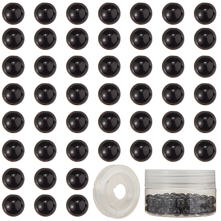 SUNNYCLUE DIY Bead Stretch Bracelets Making, with Natural Obsidian Round Beads and Elastic Thread, 8mm, Hole: 1mm, 100pcs/box