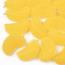 Honeyhandy Resin Pendants, with Platinum Tone Iron Findings, Imitation Food, Orange, Yellow, 41~43x23~24x17~18mm, Hole: 2mm