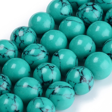 Arricraft Synthetic Turquoise Beads Strand, Dyed, Round, Medium Turquoise, 8mm, Hole: 1mm, about 50pcs/Strand, 16 inches(40.64cm)