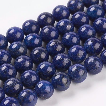 Arricraft Natural Lapis Lazuli Beads Strands, Dyed, Round, Blue, 10mm, Hole: 1mm, about 19pcs/strand, 7.6 inches