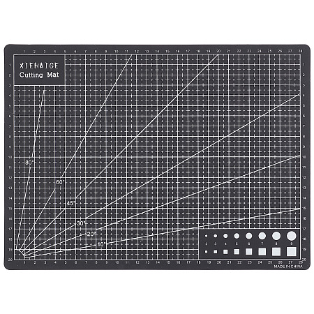 Gorgecraft PVC Cutting Mat Pad, for Desktop Fine Manual Work Leather Craft Sewing DIY Punch Board, Black, 300x220x3mm