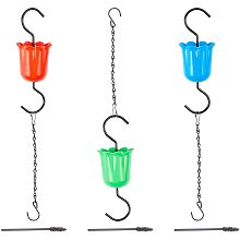 Iron Hanging Chains, Garden Plant Hangers, with Flower Ant Moat and Brushes, for Bird Feeders, Planters, Mixed Color