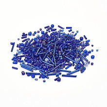 Honeyhandy Glass Seed Beads, Mixed Style, Mixed Shapes, Blue, 1~7x2~4mm, Hole: 0.7~1mm