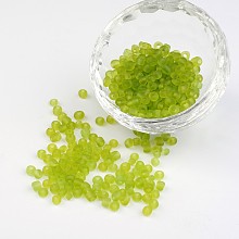 Honeyhandy 6/0 Frosted Round Glass Seed Beads, Green Yellow, Size: about 4mm in diameter, hole:1.5mm, about 495pcs/50g