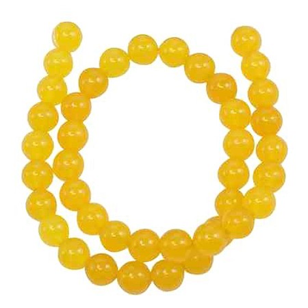Arricraft Natural Agate Beads Strands, Dyed, Round, Yellow, 8mm, Hole: 1mm, about 52pcs/strand, 15.5 inches