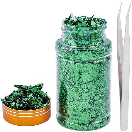 Foil Chip Flake, Nail Art Decoration Accessories, Green, Bottle: 87x46mm, 1 bottle