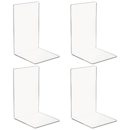 L-Shape Acrylic Bookends, Desktop Book Holder Organizer, White, 12x18.5cm