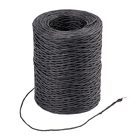 Handmade Iron Wire Paper Rattan, Floral Bind Wire Wrap Twine, for Flower Bouquets, Gift Box, Black, 1mm; 210m/roll