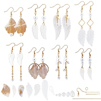SUNNYCLUE DIY Earring Making Kits, include Natural Freshwater Shell & Alloy Pendants, Glass Pearl Beads, Brass Linking Rings & Earring Hooks & Cable Chains, Golden